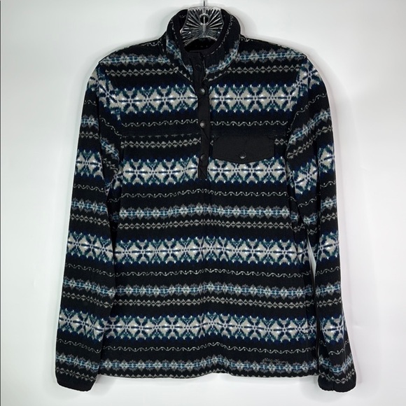 Eddie Bauer Blue Black 1/4 Zip Fleece Pullover Sweatshirt Small - Picture 1 of 9